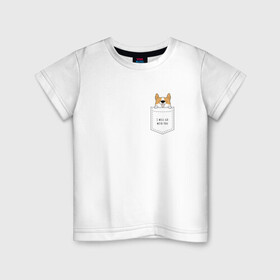 Детская футболка хлопок с принтом Корги в кармане_02 в Тюмени, 100% хлопок | круглый вырез горловины, полуприлегающий силуэт, длина до линии бедер | corgi | dog | вельш корги | карман | корги | коржик | собака