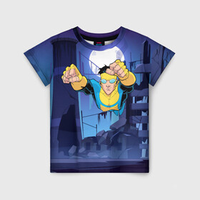 Детская футболка 3D с принтом Марк Грэйсон Неуязвимый в Тюмени, 100% гипоаллергенный полиэфир | прямой крой, круглый вырез горловины, длина до линии бедер, чуть спущенное плечо, ткань немного тянется | damien darkblood | invincible | superman | марк грэйсон | мультсериал | неуязвимый | супергерой