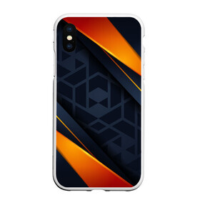 Чехол для iPhone XS Max матовый с принтом BLACK ORANGE в Тюмени, Силикон | Область печати: задняя сторона чехла, без боковых панелей | 3d | 3д | sport | абстракция | линии | паттерн | соты | спортивный стиль | текстуры