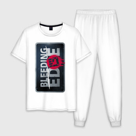 Мужская пижама хлопок с принтом Bleeding Edge Logo в Тюмени, 100% хлопок | брюки и футболка прямого кроя, без карманов, на брюках мягкая резинка на поясе и по низу штанин
 | Тематика изображения на принте: games | microsoft | ninja theory | xbox