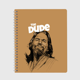 Тетрадь с принтом The Big Lebowski (Dude) в Тюмени, 100% бумага | 48 листов, плотность листов — 60 г/м2, плотность картонной обложки — 250 г/м2. Листы скреплены сбоку удобной пружинной спиралью. Уголки страниц и обложки скругленные. Цвет линий — светло-серый
 | big lebowski | donney | dude | lebowski | the big lebowski | the dude | walter | большой лебовски | лебовски | чувак