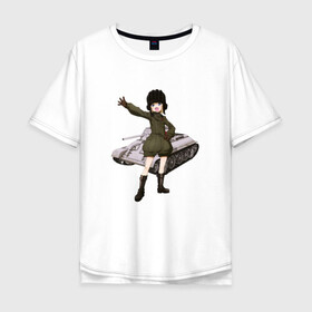 Мужская футболка хлопок Oversize с принтом Катюша (Girls und Panzer) в Тюмени, 100% хлопок | свободный крой, круглый ворот, “спинка” длиннее передней части | girls und panzer | katyusha | аниме | девушки и танки | катюша | танк