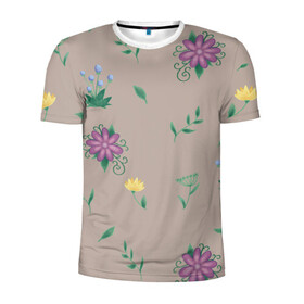 Мужская футболка 3D спортивная с принтом Цветочная эстетика в Тюмени, 100% полиэстер с улучшенными характеристиками | приталенный силуэт, круглая горловина, широкие плечи, сужается к линии бедра | лето | лист | листья | одуванчик | природа | растение | растения | цветок | цветочек | цветы