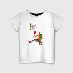 Детская футболка хлопок с принтом Dream Basket в Тюмени, 100% хлопок | круглый вырез горловины, полуприлегающий силуэт, длина до линии бедер | basketball | game | nba | sport | streetball | баскетбол | баскетболист | игра | игрок | мяч | нба | спорт | стритбол | тренер