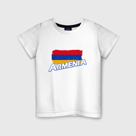 Детская футболка хлопок с принтом Armenia Flag в Тюмени, 100% хлопок | круглый вырез горловины, полуприлегающий силуэт, длина до линии бедер | Тематика изображения на принте: armenia | armenya | арарат | армения | армяне | армянин | арцах | горы | ереван | кавказ | народ | саркисян | ссср | страна | флаг
