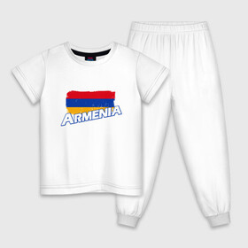 Детская пижама хлопок с принтом Armenia Flag в Тюмени, 100% хлопок |  брюки и футболка прямого кроя, без карманов, на брюках мягкая резинка на поясе и по низу штанин
 | Тематика изображения на принте: armenia | armenya | арарат | армения | армяне | армянин | арцах | горы | ереван | кавказ | народ | саркисян | ссср | страна | флаг