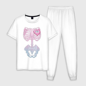 Мужская пижама хлопок с принтом yumemi riamu (Риаму Юмэми) в Тюмени, 100% хлопок | брюки и футболка прямого кроя, без карманов, на брюках мягкая резинка на поясе и по низу штанин
 | anime | yumemi riamu | аниме | девушки золушки | риаму юмэми | сердце | скелет | хэллоуин