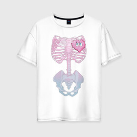 Женская футболка хлопок Oversize с принтом yumemi riamu (Риаму Юмэми) в Тюмени, 100% хлопок | свободный крой, круглый ворот, спущенный рукав, длина до линии бедер
 | Тематика изображения на принте: anime | yumemi riamu | аниме | девушки золушки | риаму юмэми | сердце | скелет | хэллоуин