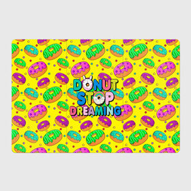 Магнитный плакат 3Х2 с принтом DONUTS в Тюмени, Полимерный материал с магнитным слоем | 6 деталей размером 9*9 см | candys | children | donut | dreaming | food | rainbow | stop | вкусняшки | детские | еда | желтый | крем | мечты | надписи | пончики | сладости | текстуры