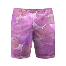 Мужские шорты спортивные с принтом Ковер из КлеВера в Тюмени,  |  | зелень | клевер | ковер | природа | растение | розовый | цветок | цветы