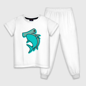 Детская пижама хлопок с принтом Акула молот в Тюмени, 100% хлопок |  брюки и футболка прямого кроя, без карманов, на брюках мягкая резинка на поясе и по низу штанин
 | shark | акула | акулы | жители | молот | молотоголовая | море | морские | океан | рыба
