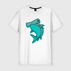 Мужская футболка хлопок Slim с принтом Акула молот в Тюмени, 92% хлопок, 8% лайкра | приталенный силуэт, круглый вырез ворота, длина до линии бедра, короткий рукав | shark | акула | акулы | жители | молот | молотоголовая | море | морские | океан | рыба