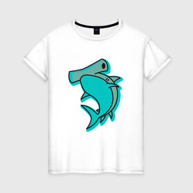 Женская футболка хлопок с принтом Акула молот в Тюмени, 100% хлопок | прямой крой, круглый вырез горловины, длина до линии бедер, слегка спущенное плечо | shark | акула | акулы | жители | молот | молотоголовая | море | морские | океан | рыба