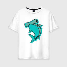 Женская футболка хлопок Oversize с принтом Акула молот в Тюмени, 100% хлопок | свободный крой, круглый ворот, спущенный рукав, длина до линии бедер
 | shark | акула | акулы | жители | молот | молотоголовая | море | морские | океан | рыба