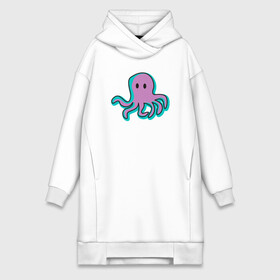 Платье-худи хлопок с принтом Осьминог в Тюмени,  |  | cute | octopus | милый | морское | осьминог | осьминожка | паттерн | тентакли | щупальца