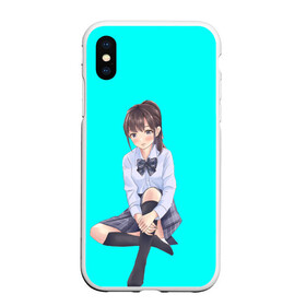 Чехол для iPhone XS Max матовый с принтом Anime girl в Тюмени, Силикон | Область печати: задняя сторона чехла, без боковых панелей | anime girl | green | аниме | аниме тян на бирюзовом фоне | зеленый фон