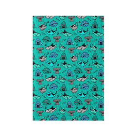 Обложка для паспорта матовая кожа с принтом Морские рыбки в Тюмени, натуральная матовая кожа | размер 19,3 х 13,7 см; прозрачные пластиковые крепления | Тематика изображения на принте: акула | кит | море | рыба | рыба молот | рыбки
