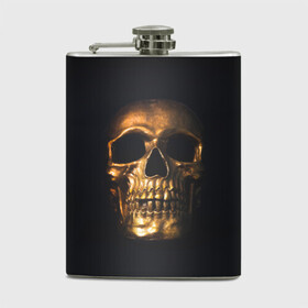Фляга с принтом Golden Skull в Тюмени, металлический корпус | емкость 0,22 л, размер 125 х 94 мм. Виниловая наклейка запечатывается полностью | golden | midas | skull | иллюстрация | черепа