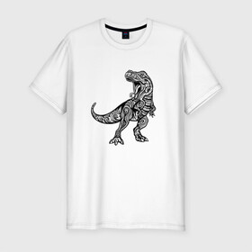 Мужская футболка хлопок Slim с принтом Тираннозавр узор Мандала в Тюмени, 92% хлопок, 8% лайкра | приталенный силуэт, круглый вырез ворота, длина до линии бедра, короткий рукав | art | ethnic | grunge | mandala | pattern | pop culture | rex | science | t rex | tribal | tyrannosaurus rex | vintage | арт | вензеля | винтаж | гранж | динозавр | наука | паттерн | популярная культура | теропод | ти рекс | тиранозавр | тирекс | хищник |