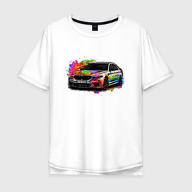 Мужская футболка хлопок Oversize с принтом красивая машина в Тюмени, 100% хлопок | свободный крой, круглый ворот, “спинка” длиннее передней части | bmw | автомобиль | бмв | гламур | дорогая | дорого | дорогой | качество | машина | мем | понт | престижный