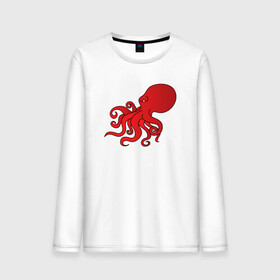 Мужской лонгслив хлопок с принтом Осьминог красный в Тюмени, 100% хлопок |  | Тематика изображения на принте: cute | octopus | милый | морское | осьминог | осьминожка | паттерн | тентакли | щупальца