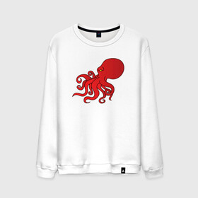 Мужской свитшот хлопок с принтом Осьминог красный в Тюмени, 100% хлопок |  | cute | octopus | милый | морское | осьминог | осьминожка | паттерн | тентакли | щупальца