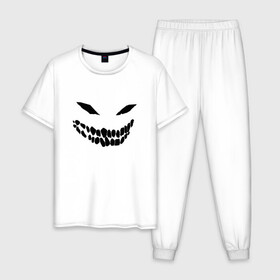 Мужская пижама хлопок с принтом Ghost face в Тюмени, 100% хлопок | брюки и футболка прямого кроя, без карманов, на брюках мягкая резинка на поясе и по низу штанин
 | disturbed | drain | face | ghost | дрейн | монстр | призрак