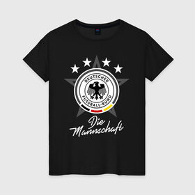 Женская футболка хлопок с принтом Сборная Германии в Тюмени, 100% хлопок | прямой крой, круглый вырез горловины, длина до линии бедер, слегка спущенное плечо | die mannschaft | германия | сборная германии | футбол | чемпионат европы | чемпионат мира
