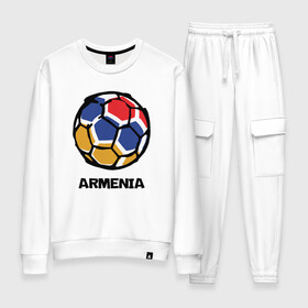 Женский костюм хлопок с принтом Armenia Football в Тюмени, 100% хлопок | на свитшоте круглая горловина, мягкая резинка по низу. Брюки заужены к низу, на них два вида карманов: два 