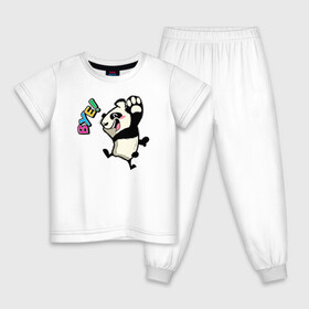 Детская пижама хлопок с принтом Фил Bye! в Тюмени, 100% хлопок |  брюки и футболка прямого кроя, без карманов, на брюках мягкая резинка на поясе и по низу штанин
 | Тематика изображения на принте: stickers | животные | милые | надписи | пушистые