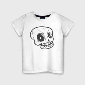 Детская футболка хлопок с принтом Задумчивый Аякс в Тюмени, 100% хлопок | круглый вырез горловины, полуприлегающий силуэт, длина до линии бедер | skull | иллюстрация | стикер | ужастик | череп