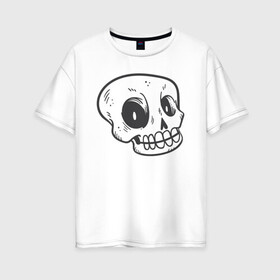Женская футболка хлопок Oversize с принтом Задумчивый Аякс в Тюмени, 100% хлопок | свободный крой, круглый ворот, спущенный рукав, длина до линии бедер
 | skull | иллюстрация | стикер | ужастик | череп