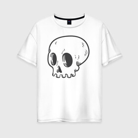 Женская футболка хлопок Oversize с принтом Мертвый Аякс в Тюмени, 100% хлопок | свободный крой, круглый ворот, спущенный рукав, длина до линии бедер
 | skull | иллюстрация | стикер | ужастик | череп