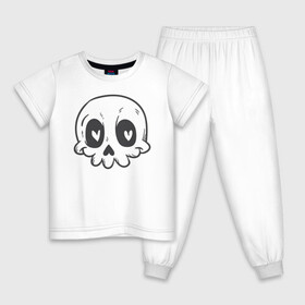 Детская пижама хлопок с принтом Влюбленный Аякс в Тюмени, 100% хлопок |  брюки и футболка прямого кроя, без карманов, на брюках мягкая резинка на поясе и по низу штанин
 | skull | иллюстрация | стикер | ужастик | череп
