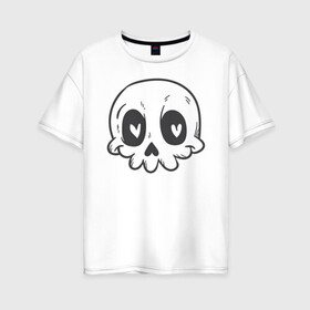 Женская футболка хлопок Oversize с принтом Влюбленный Аякс в Тюмени, 100% хлопок | свободный крой, круглый ворот, спущенный рукав, длина до линии бедер
 | skull | иллюстрация | стикер | ужастик | череп