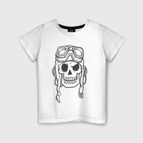 Детская футболка хлопок с принтом Лётчик Аякс в Тюмени, 100% хлопок | круглый вырез горловины, полуприлегающий силуэт, длина до линии бедер | skull | иллюстрация | стикер | ужастик | череп