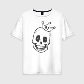 Женская футболка хлопок Oversize с принтом Аякс номер 1 в Тюмени, 100% хлопок | свободный крой, круглый ворот, спущенный рукав, длина до линии бедер
 | skull | иллюстрация | стикер | ужастик | череп