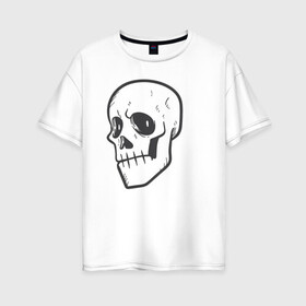 Женская футболка хлопок Oversize с принтом Хмурый Аякс в Тюмени, 100% хлопок | свободный крой, круглый ворот, спущенный рукав, длина до линии бедер
 | skull | иллюстрация | стикер | ужастик | череп