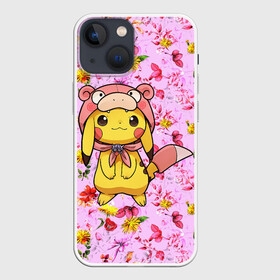 Чехол для iPhone 13 mini с принтом Пикачу в цветочках в Тюмени,  |  | anime | picachu | pikachu | аниме | милый | пика | пикачу | покебол | покемон