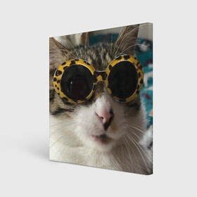 Холст квадратный с принтом Мем про кота в Тюмени, 100% ПВХ |  | Тематика изображения на принте: в очках | киса селфи | кот | мем | милый | прикол