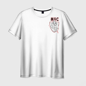 Мужская футболка 3D с принтом МЧС в Тюмени, 100% полиэфир | прямой крой, круглый вырез горловины, длина до линии бедер | firefighter | rescuer | пожарный | спасатель | спсч