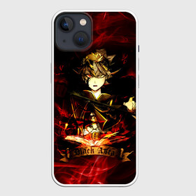 Чехол для iPhone 13 с принтом Чёрный Аста красный дым в Тюмени,  |  | asta | black bulls | black clover | quartet knights | yuno | акума | аниме | аста | блэк кловер | буракку куро:ба | демон | королевство клевера | король магов | лихт | магна | манга | пятилистник | черный бык | чёрный клев