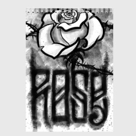 Скетчбук с принтом Терновая роза в Тюмени, 100% бумага
 | 48 листов, плотность листов — 100 г/м2, плотность картонной обложки — 250 г/м2. Листы скреплены сверху удобной пружинной спиралью | венок | комикс | роза | тату | терновая | эскиз