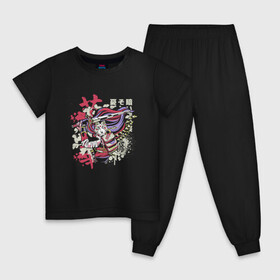 Детская пижама хлопок с принтом Японский Воин Japanese Warrior в Тюмени, 100% хлопок |  брюки и футболка прямого кроя, без карманов, на брюках мягкая резинка на поясе и по низу штанин
 | Тематика изображения на принте: art | cola | cyberpunk samurai | kanji | ninja | oni | ronin | samurai | shogun | арт | иероглифы | кандзи | капли краски | киберпанк самурай | кола | мерч | путь воина | ронин | самурай в маске | сёгун | токио | харакири