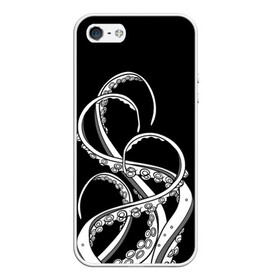 Чехол для iPhone 5/5S матовый с принтом Octopus Black and White в Тюмени, Силикон | Область печати: задняя сторона чехла, без боковых панелей | fish | kraken | ocean spirit | octopus | sea | summer | вода | водный мир | животные | зверь | кальмар | кракен | лето | монстр | море | морская живность | морские обитатели | осьминог | отпуск | рыба | черно белый | чуд