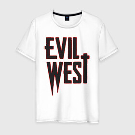 Мужская футболка хлопок с принтом Evil West в Тюмени, 100% хлопок | прямой крой, круглый вырез горловины, длина до линии бедер, слегка спущенное плечо. | flying wild | focus home | gamer | games | дикий запад