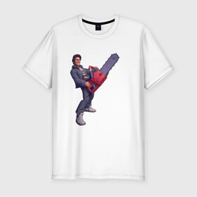 Мужская футболка хлопок Slim с принтом Том Круз ретро стиль в Тюмени, 92% хлопок, 8% лайкра | приталенный силуэт, круглый вырез ворота, длина до линии бедра, короткий рукав | актер | бензопила | круз | ретро