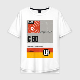 Мужская футболка хлопок Oversize с принтом Кассета 2 в Тюмени, 100% хлопок | свободный крой, круглый ворот, “спинка” длиннее передней части | Тематика изображения на принте: 90s | basf | кассеты | музыка | ретро.