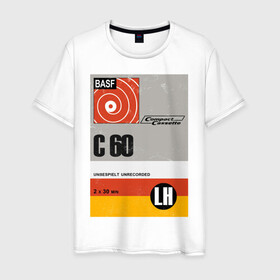Мужская футболка хлопок с принтом Кассета 2 в Тюмени, 100% хлопок | прямой крой, круглый вырез горловины, длина до линии бедер, слегка спущенное плечо. | 90s | basf | кассеты | музыка | ретро.