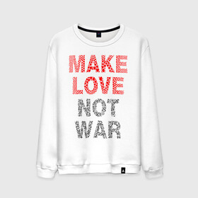 Мужской свитшот хлопок с принтом MAKE LOVE NOT WAR в Тюмени, 100% хлопок |  | love | make | peace | text | war | word | война | любовь | мир | надписи | оружие | популярные | сердце | текст | хиппи